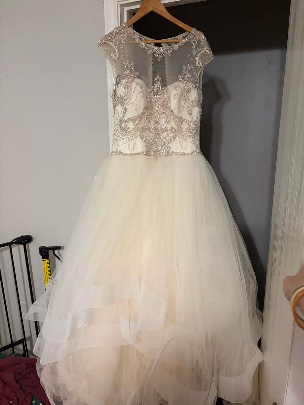 CB Couture Beaded Illusion Neckline Tulle Wedding Gown